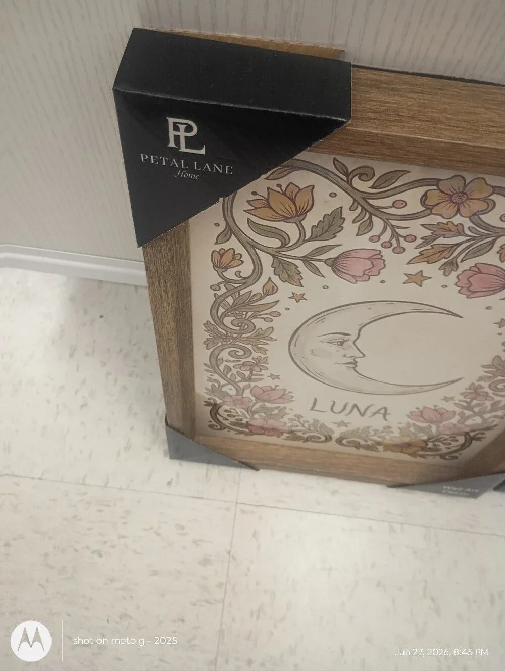 Petal Lane Tarot Card  Luna  & Sol Wall Art - Floral Moon Decor in Cream and Tan
